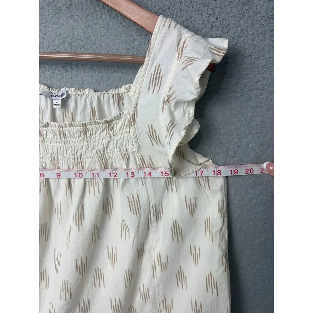 Madewell XS Smocked Ruffle-Strap Tank Top Ikat Pattern Size M Boho Indie Coastal - Picture 4 of 8
